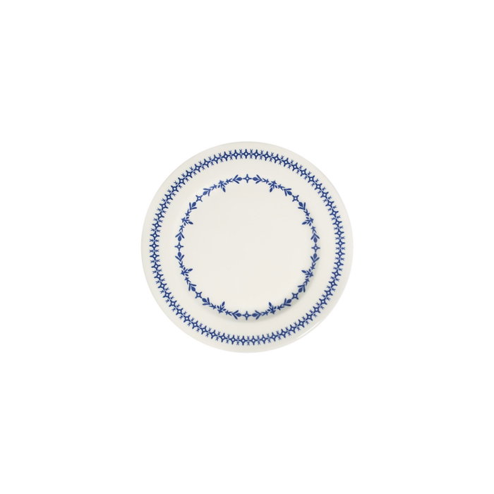 Hermia Blue Orbit Bonsai Juego de Cena de 24 Piezas en Blanco y Azul
